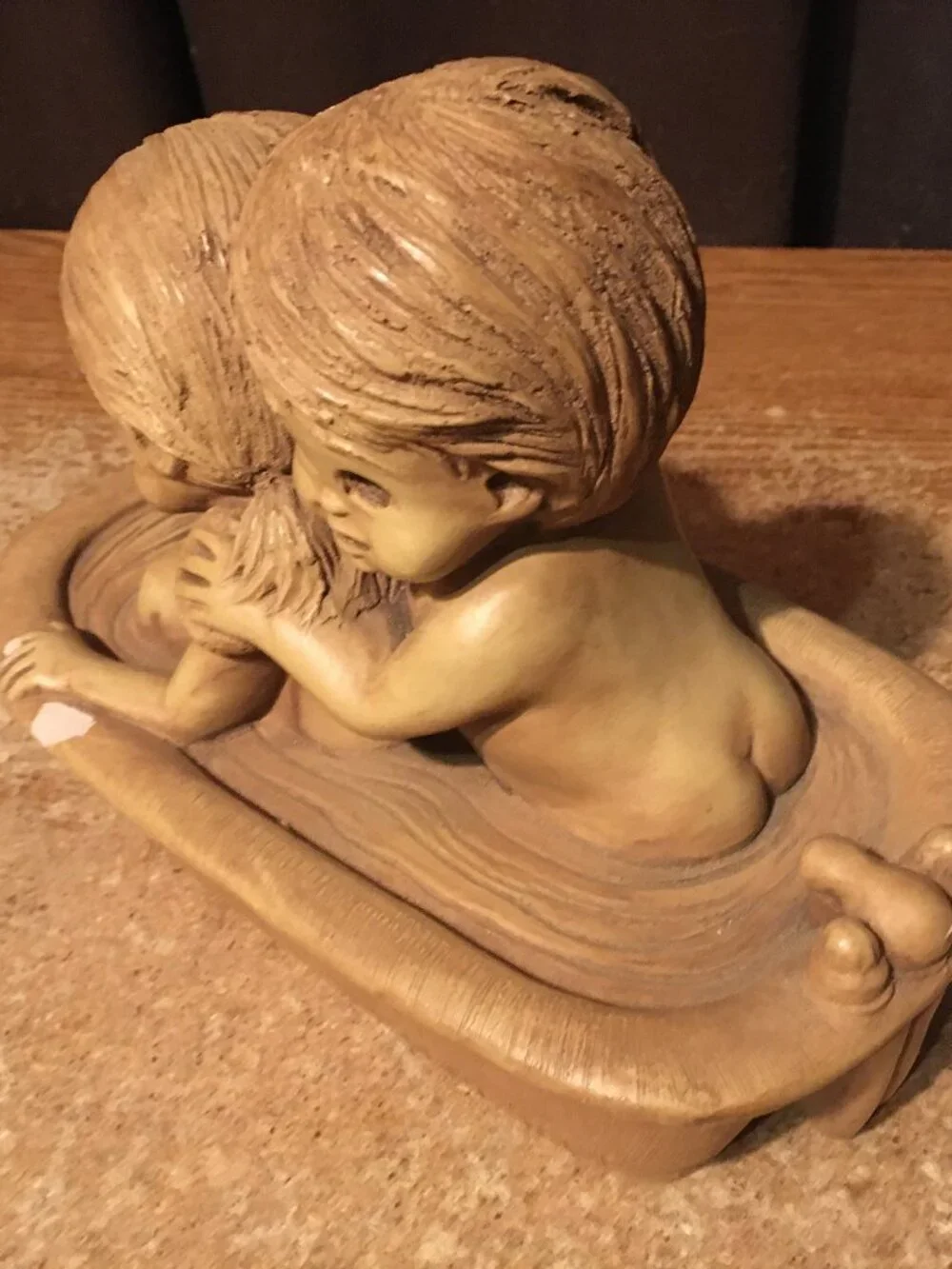FANNYKINS FIGURINE BILL MACK SOLAR STATUARY SCRUB 'R UP BOY AND GIRL IN BATHTUB